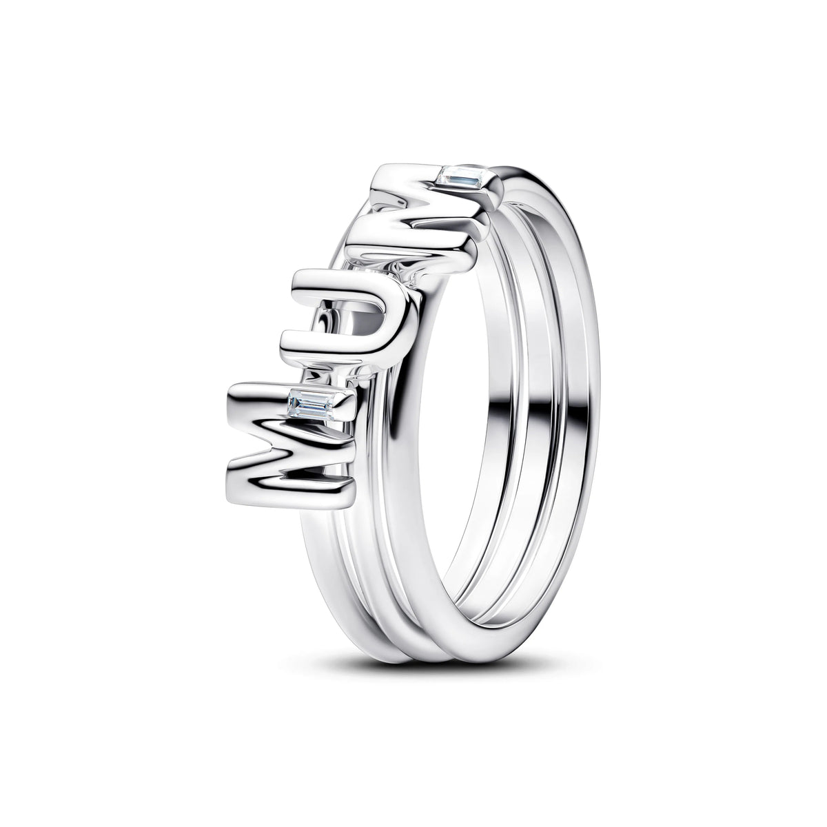 Anello divisibile MUM in argento sterling con zirconia cubica trasparente - 194458C01 - Simmi Gioiellerie -Anelli
