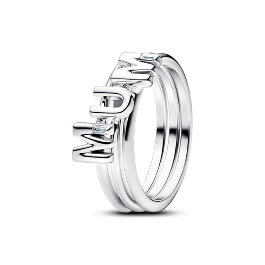 Anello divisibile MUM in argento sterling con zirconia cubica trasparente - 194458C01 - Simmi Gioiellerie -Anelli