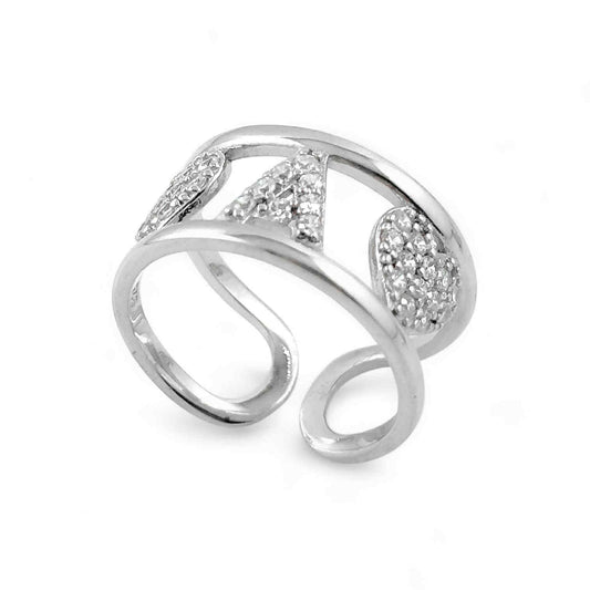 Anello donna a fascia in argento con cuori e iniziale in zirconi - Simmi Gioiellerie - Anelli