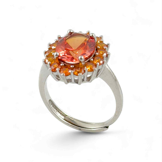 Anello donna in argento con quarzi idrotermali arancioni - Simmi Gioiellerie - Anelli