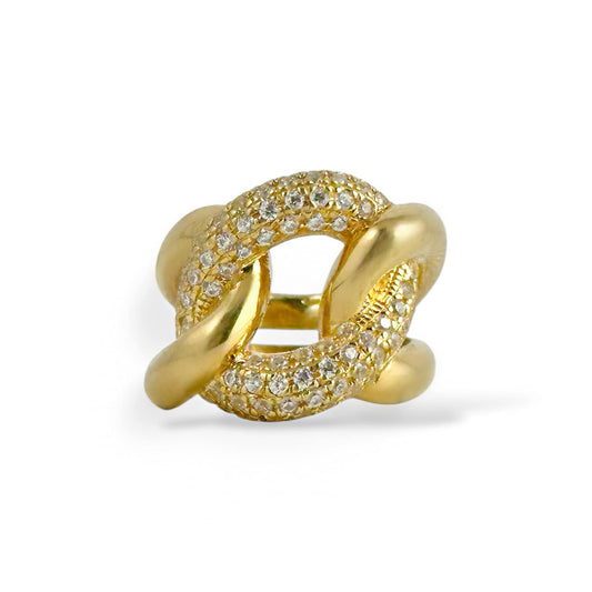 Anello Donna Modello Groumette in argento dorato e zirconi - Simmi Gioiellerie - Anelli