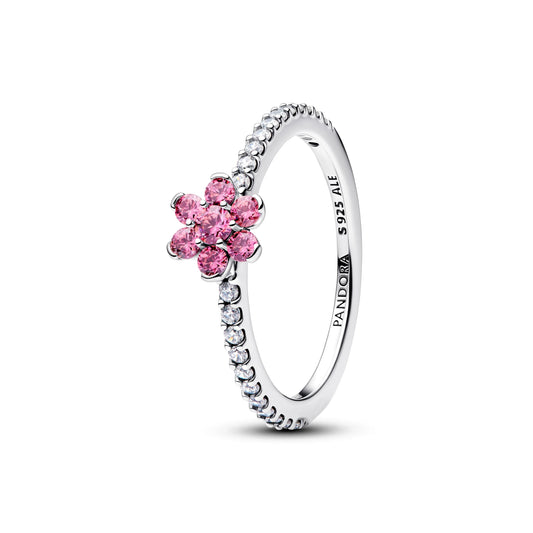 Anello Fiore in argento sterling con zirconia cubica rosa sfaccettata e zirconia cubica trasparente - 194499C02 - Simmi Gioiellerie -Anelli