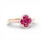 Anello Fiore in Oro Rosa con Rubini e Diamanti – Simmi Gioielli - Simmi Gioiellerie - Anelli