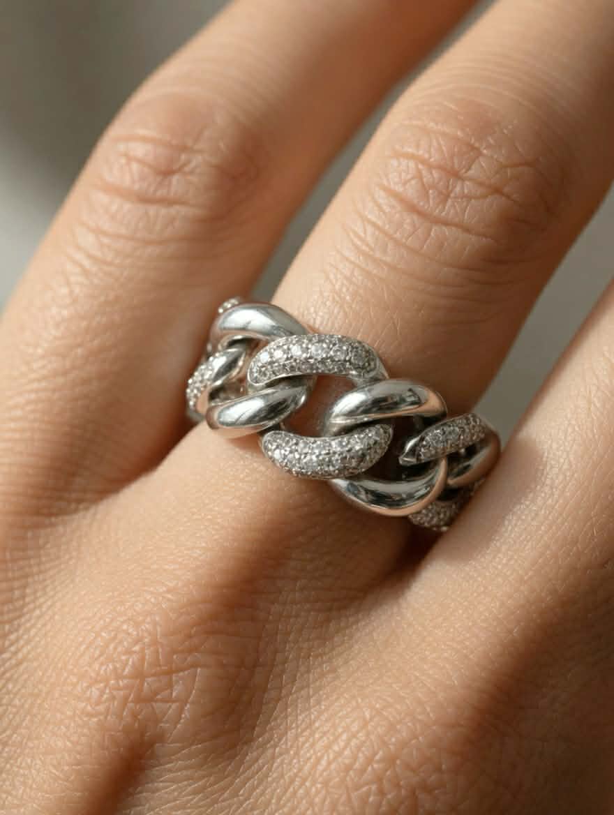 Anello Groumette in Oro Bianco con Diamanti – Simmi Gioielli - Simmi Gioiellerie - Anelli