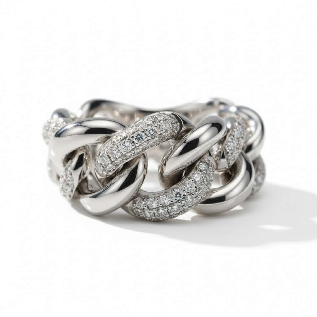 Anello Groumette in Oro Bianco con Diamanti – Simmi Gioielli - Simmi Gioiellerie - Anelli