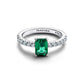 Anello in argento sterling con cristallo verde intenso e zirconia cubica trasparente - 194506C01 - Simmi Gioiellerie -Anelli