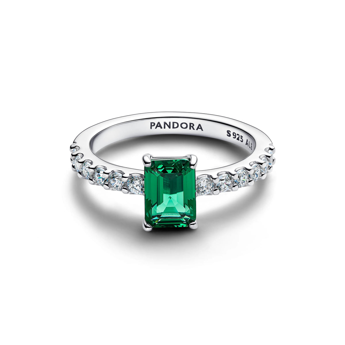 Anello in argento sterling con cristallo verde intenso e zirconia cubica trasparente - 194506C01 - Simmi Gioiellerie -Anelli