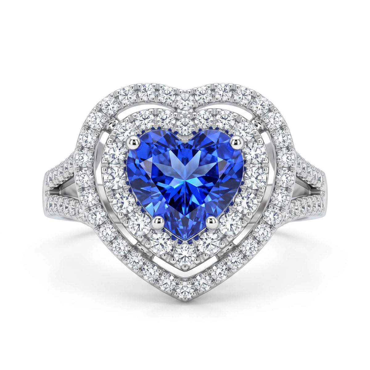 Anello in Oro Bianco con Tanzanite Taglio a Cuore e Diamanti – Simmi Gioielli - Simmi Gioiellerie -anelli