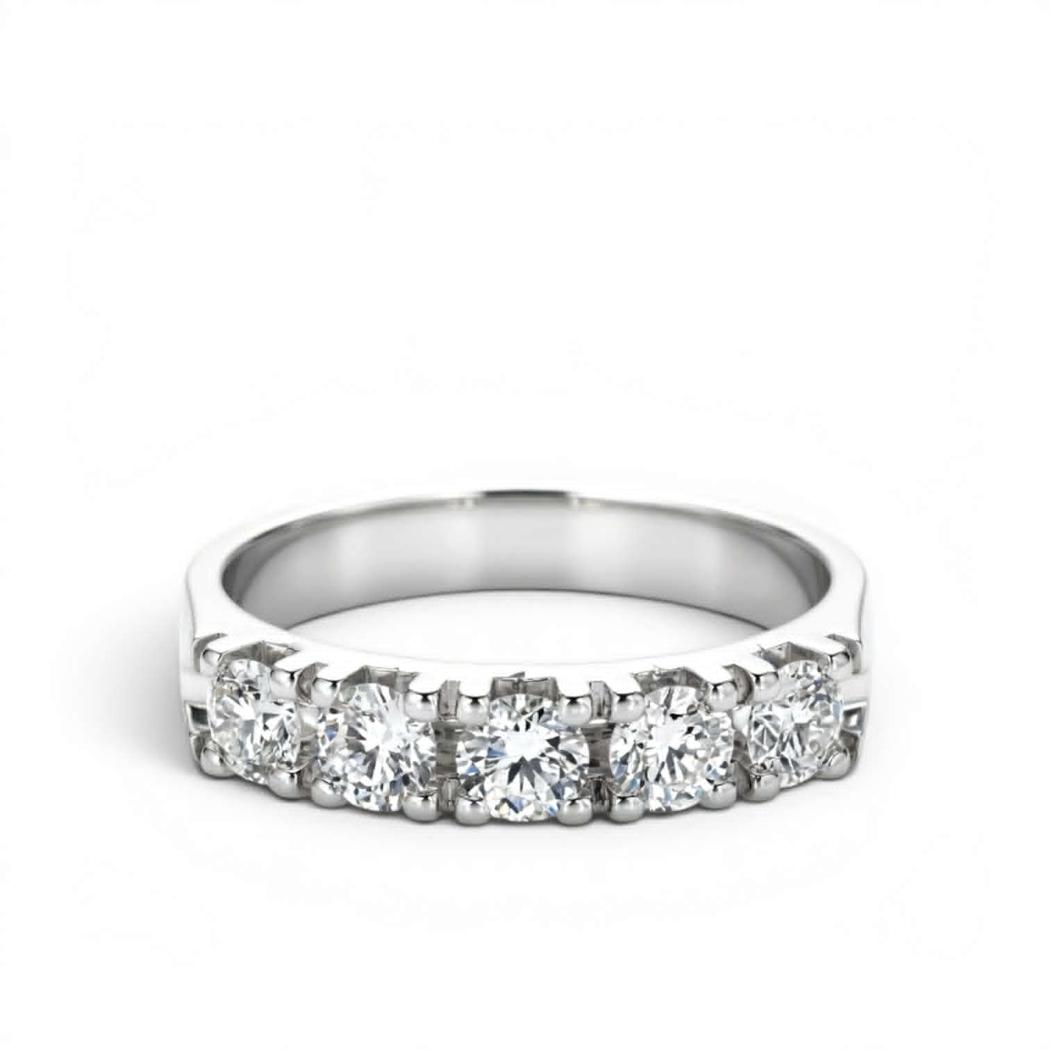 Anello Riviera 5 Pietre Oro Bianco 18Kt con Diamanti – Simmi Gioielli - Simmi Gioiellerie - Anelli