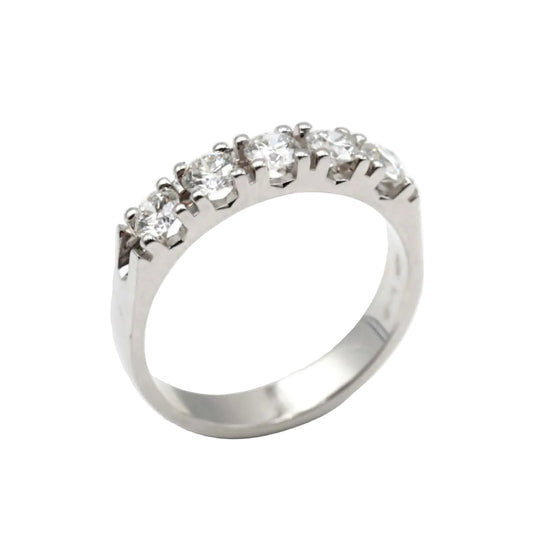 Anello Riviera 5 Pietre Oro Bianco 18Kt con Diamanti – Simmi Gioielli - Simmi Gioiellerie - Anelli