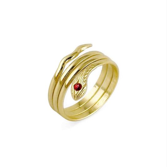 Anello serpente in oro giallo con rubino - Simmi Gioielli - Simmi Gioiellerie - Anelli