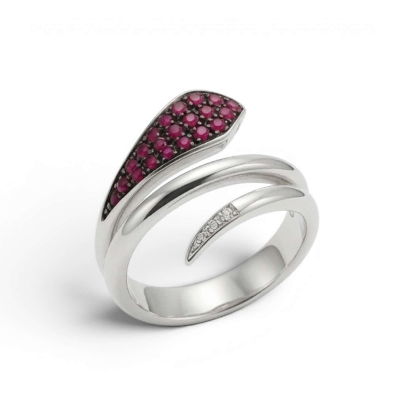 Anello Serpente Oro Bianco 18 Carati con Rubini e Diamanti – Simmi Gioielli - Simmi Gioiellerie -Anelli