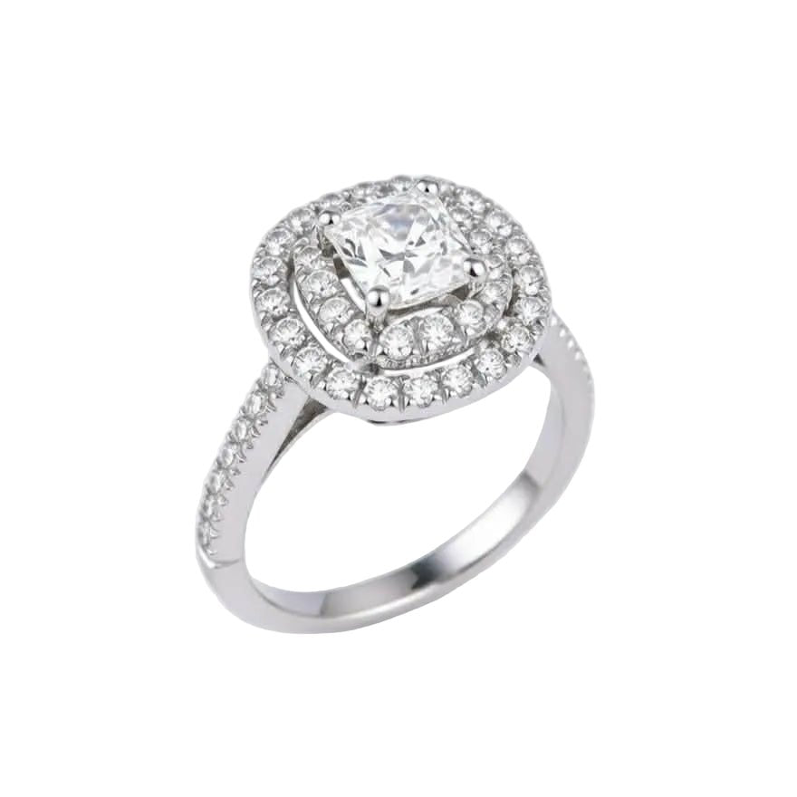 Anello Solitario con Diamante a Cuscino in Oro Bianco - Simmi Gioielli - Simmi Gioiellerie - Anelli