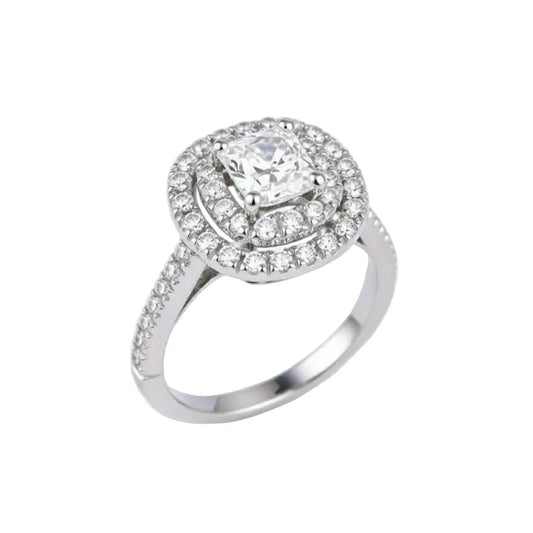 Anello Solitario con Diamante a Cuscino in Oro Bianco - Simmi Gioielli - Simmi Gioiellerie - Anelli