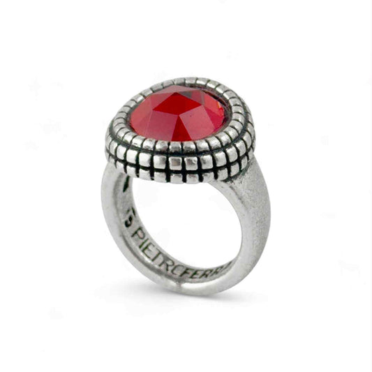 Anello unisex in argento con quarzo idrotermale rosso - Ferrante Gioielli - Simmi Gioiellerie - Anelli