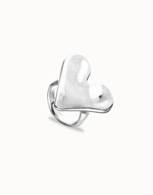 Anello uno de 50 Maxi in argento sterling placcato a forma di cuore - ANI0865 - Simmi Gioiellerie - Anelli
