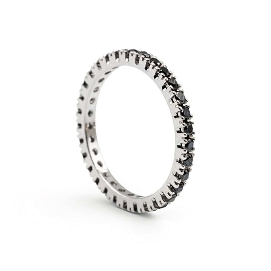 Anello veretta a giro in oro con diamanti neri - Simmi Gioielli - Simmi Gioiellerie - Anelli