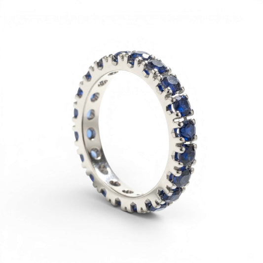 Anello veretta a giro in oro con zaffiri - Simmi Gioielli - Simmi Gioiellerie - Anelli