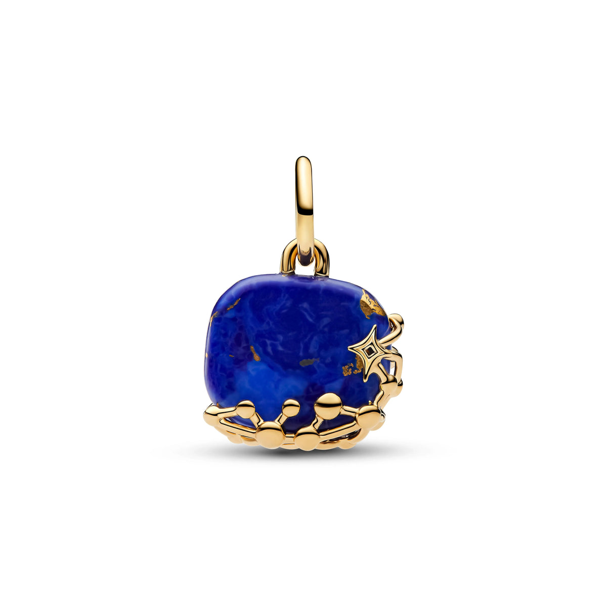 Astra placcato oro 14k pendente con lapislazzuli sintetico e zirconia cubica trasparente - 765040C01 - Simmi Gioiellerie -Charm