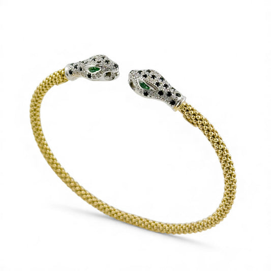 Bracciale bangle animalier in argento dorato e zirconi - Simmi925 - Simmi Gioiellerie - Bracciali