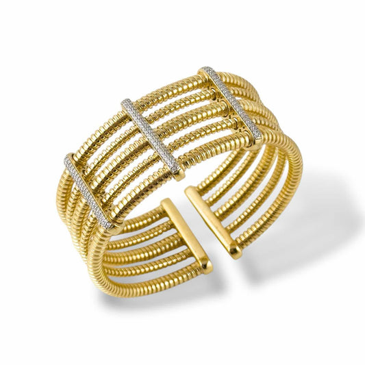 Bracciale bangle da donna in argento dorato con zirconi - Simmi Gioiellerie - Bracciali