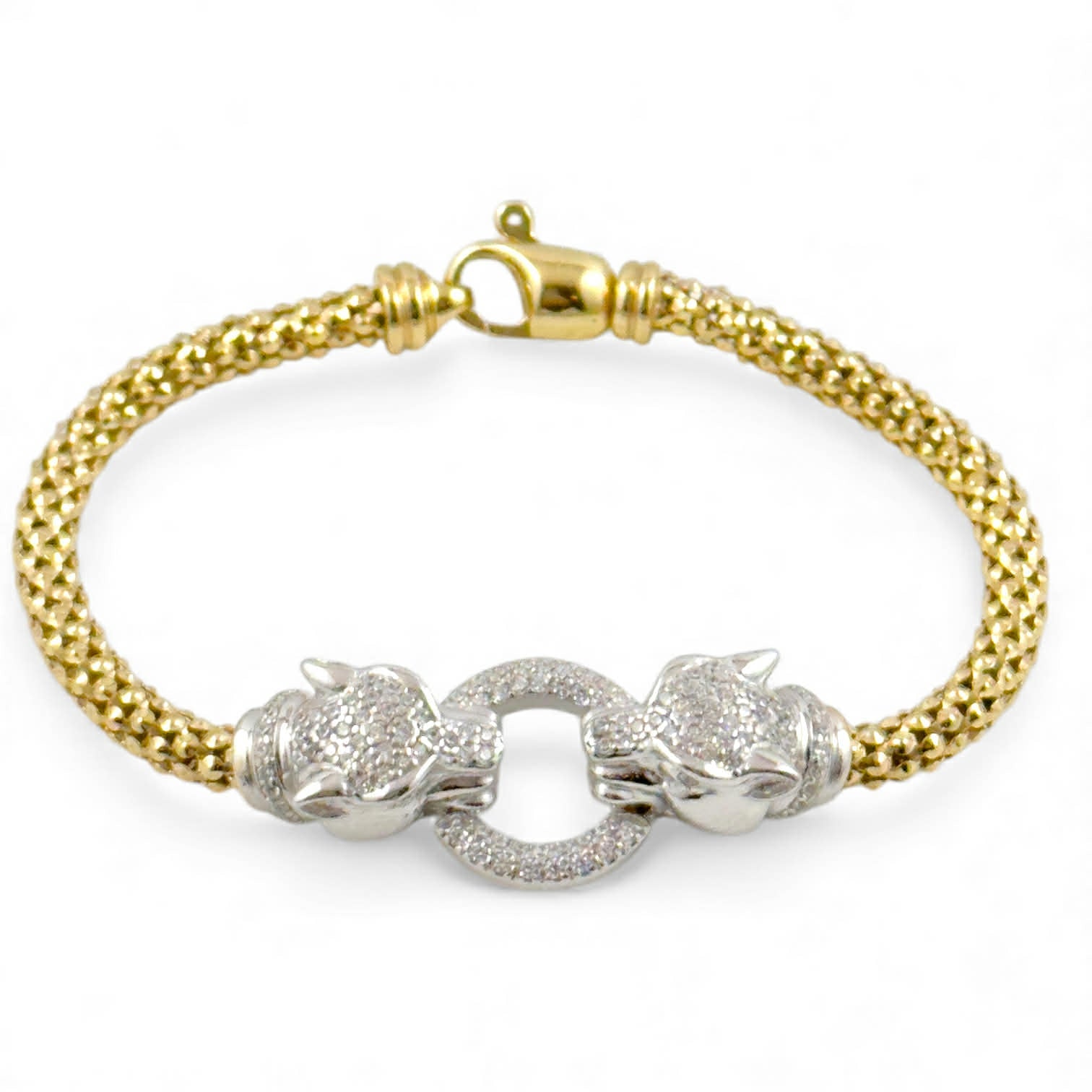 Bracciale con giaguari in argento dorato e zirconi - Simmi925 - Simmi Gioiellerie - Bracciali