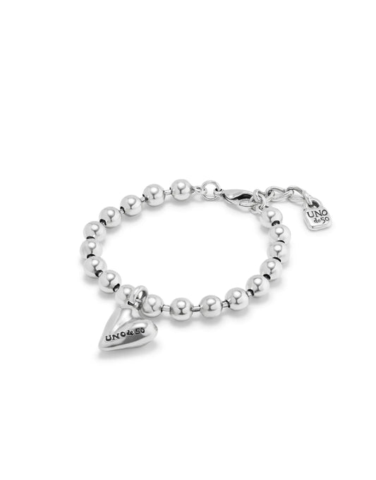 Bracciale da donna Bracciale placcato argento Sterling con sfere e charm a cuore - PUL2402 - Simmi Gioiellerie - Bracciali