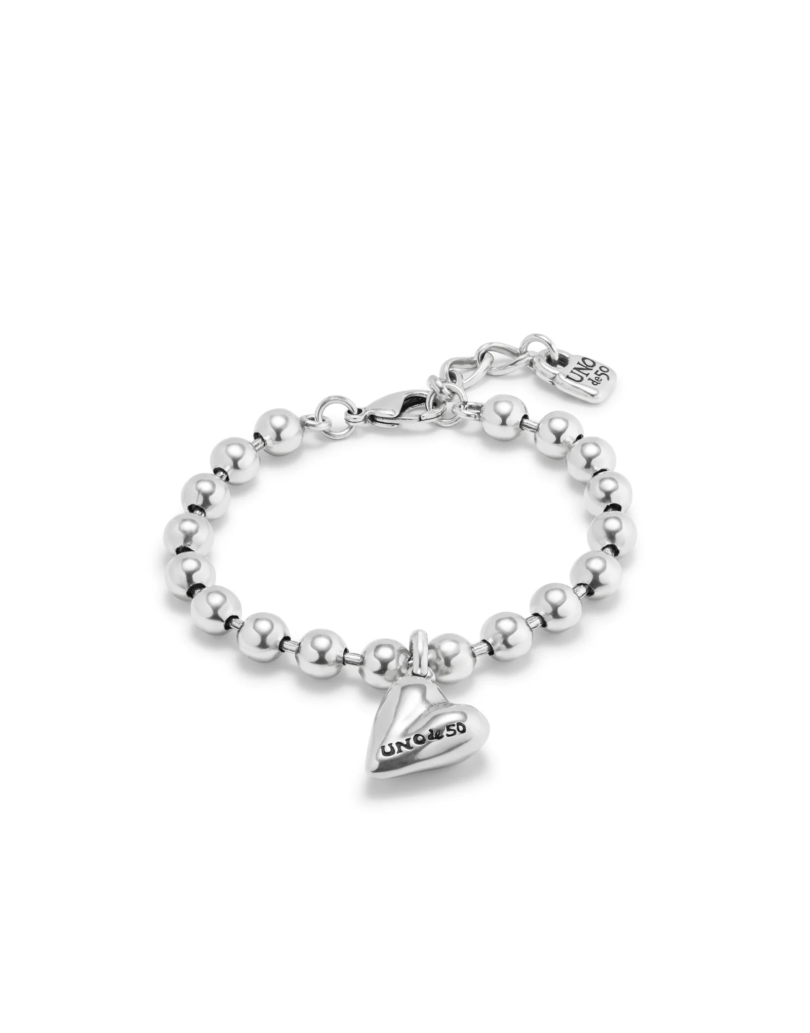 Bracciale da donna Bracciale placcato argento Sterling con sfere e charm a cuore - PUL2402 - Simmi Gioiellerie - Bracciali