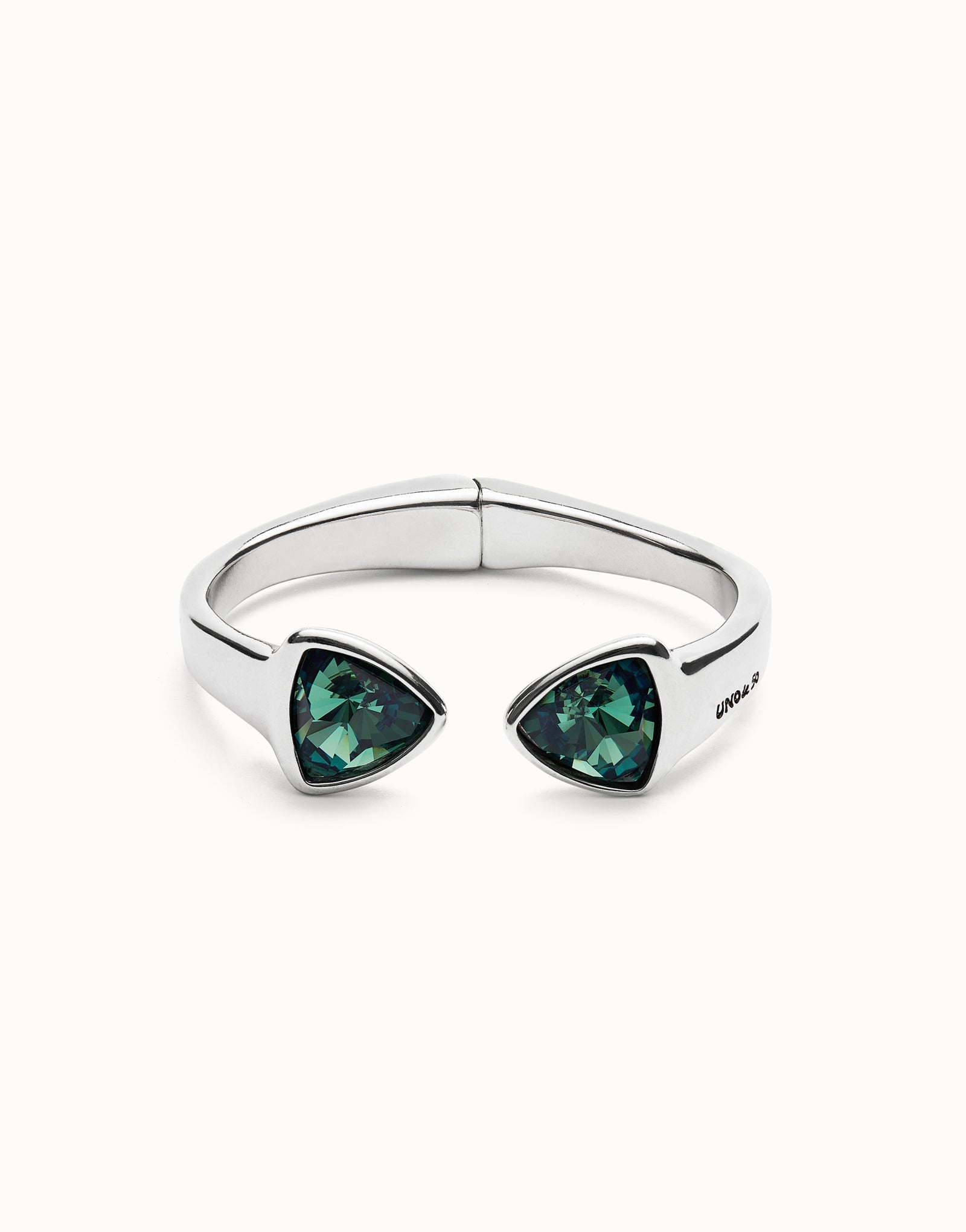 Bracciale da donna Uno de 50 placcato argento Sterling con due cristalli sfaccettati verdi - Simmi Gioiellerie - Bracciali