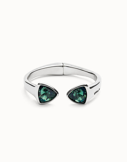 Bracciale da donna Uno de 50 placcato argento Sterling con due cristalli sfaccettati verdi - Simmi Gioiellerie - Bracciali