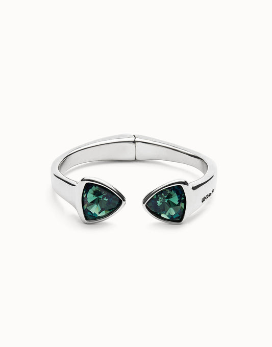 Bracciale da donna Uno de 50 placcato argento Sterling con due cristalli sfaccettati verdi - Simmi Gioiellerie - Bracciali