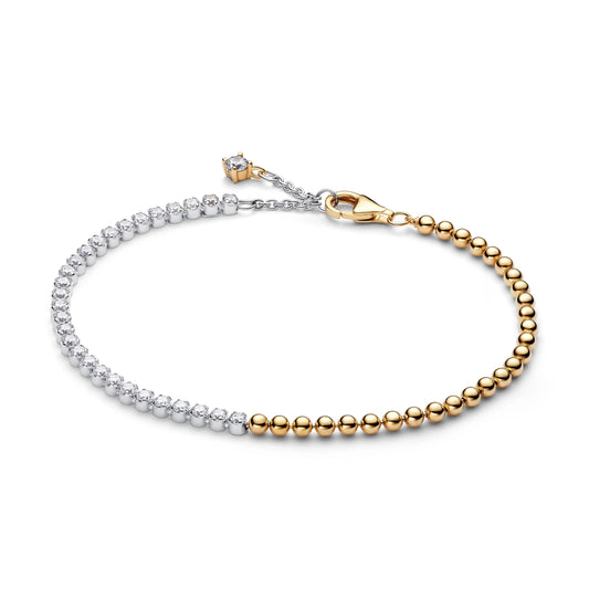 Bracciale in argento sterling e placcato oro 14k con zirconia cubica trasparente - 564820C01 - Simmi Gioiellerie -Bracciali