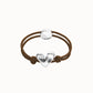 Bracciale in filo elastico marrone con cuore placcato argento sterling - Simmi Gioiellerie - Bracciali