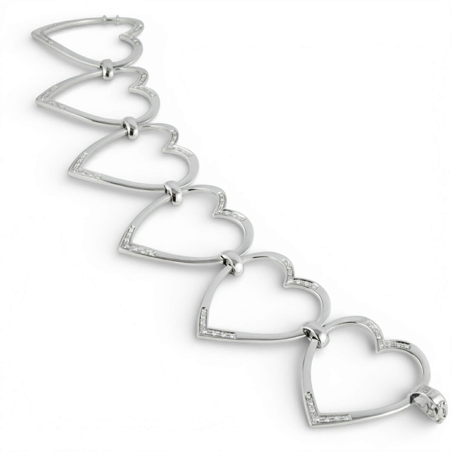 Bracciale in Oro Bianco 18 Carati con Cuori e Diamanti – Davite e Delucchi - Simmi Gioiellerie - Bracciali