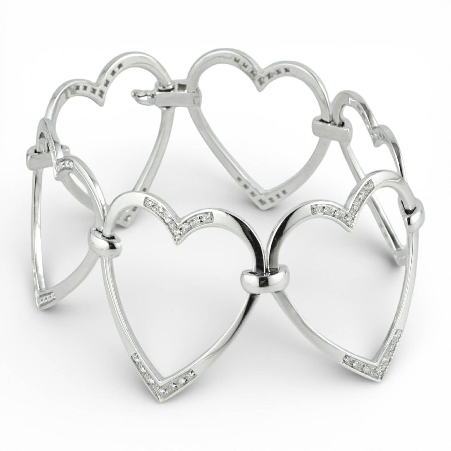 Bracciale in Oro Bianco 18 Carati con Cuori e Diamanti – Davite e Delucchi - Simmi Gioiellerie - Bracciali