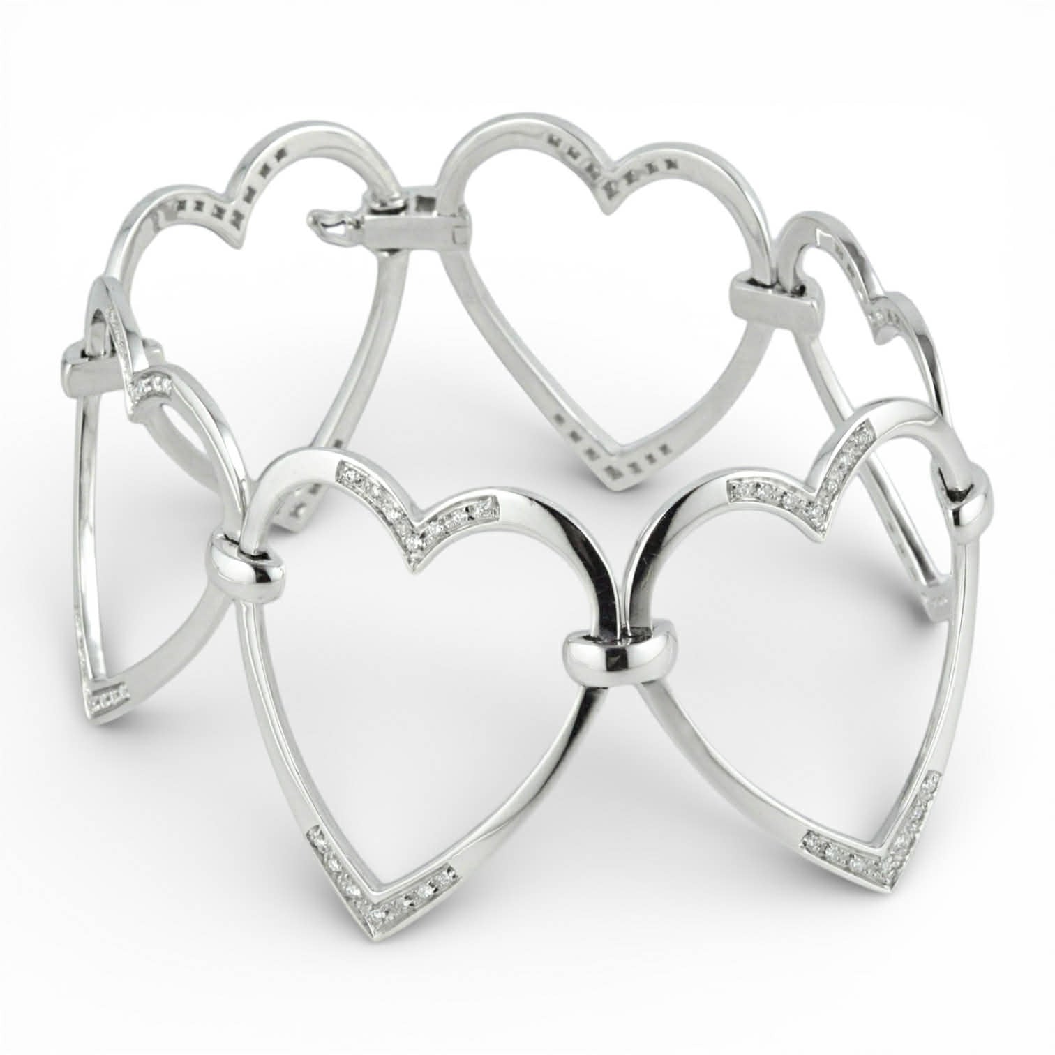 Bracciale in Oro Bianco 18 Carati con Cuori e Diamanti – Davite e Delucchi - Simmi Gioiellerie - Bracciali
