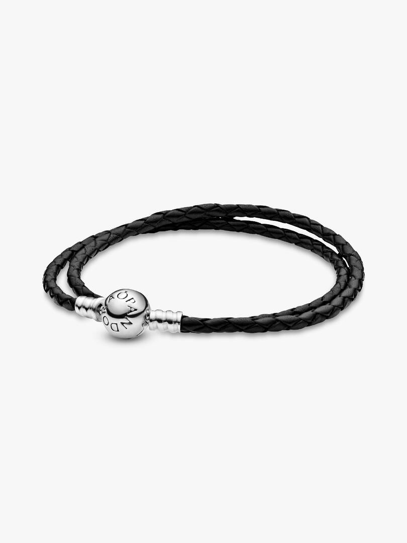 Bracciale Moments in Pelle Nero Doppio - 590745CBK_DOUBLE - Simmi Gioiellerie - Bracciali