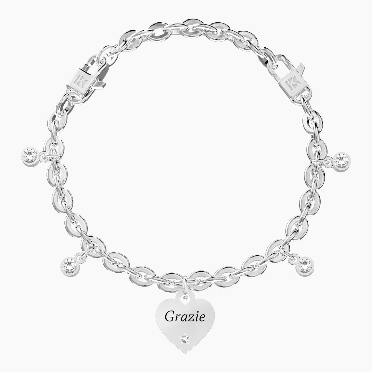 Bracciale regolabile con cuore e cristalli - CUORE | GRAZIE - 732279 - Simmi Gioiellerie -Bracciali