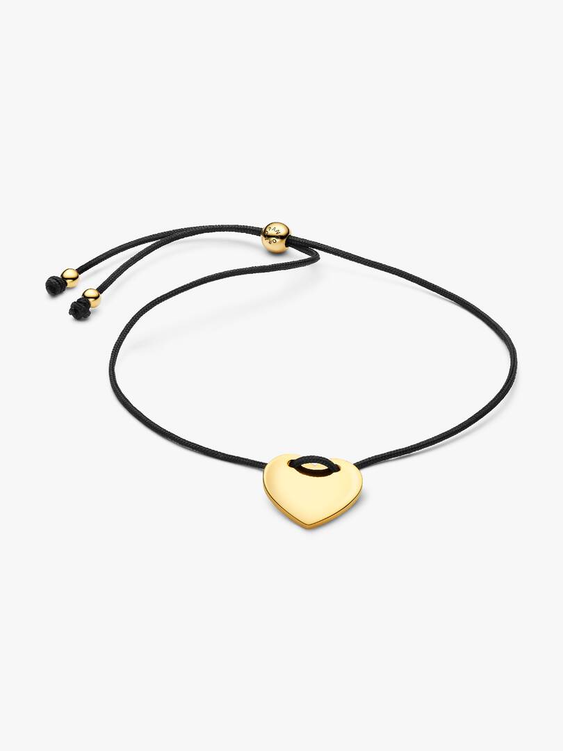 Bracciale Regolabile Cordino Nero con Cuore da incidere - 564420C01 - Simmi Gioiellerie - Bracciali