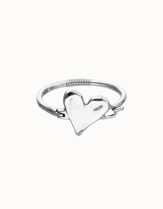 Bracciale semirigido Uno de 50 in argento sterling placcato con dettaglio di cuore - PUL2639 - Simmi Gioiellerie - Bracciali