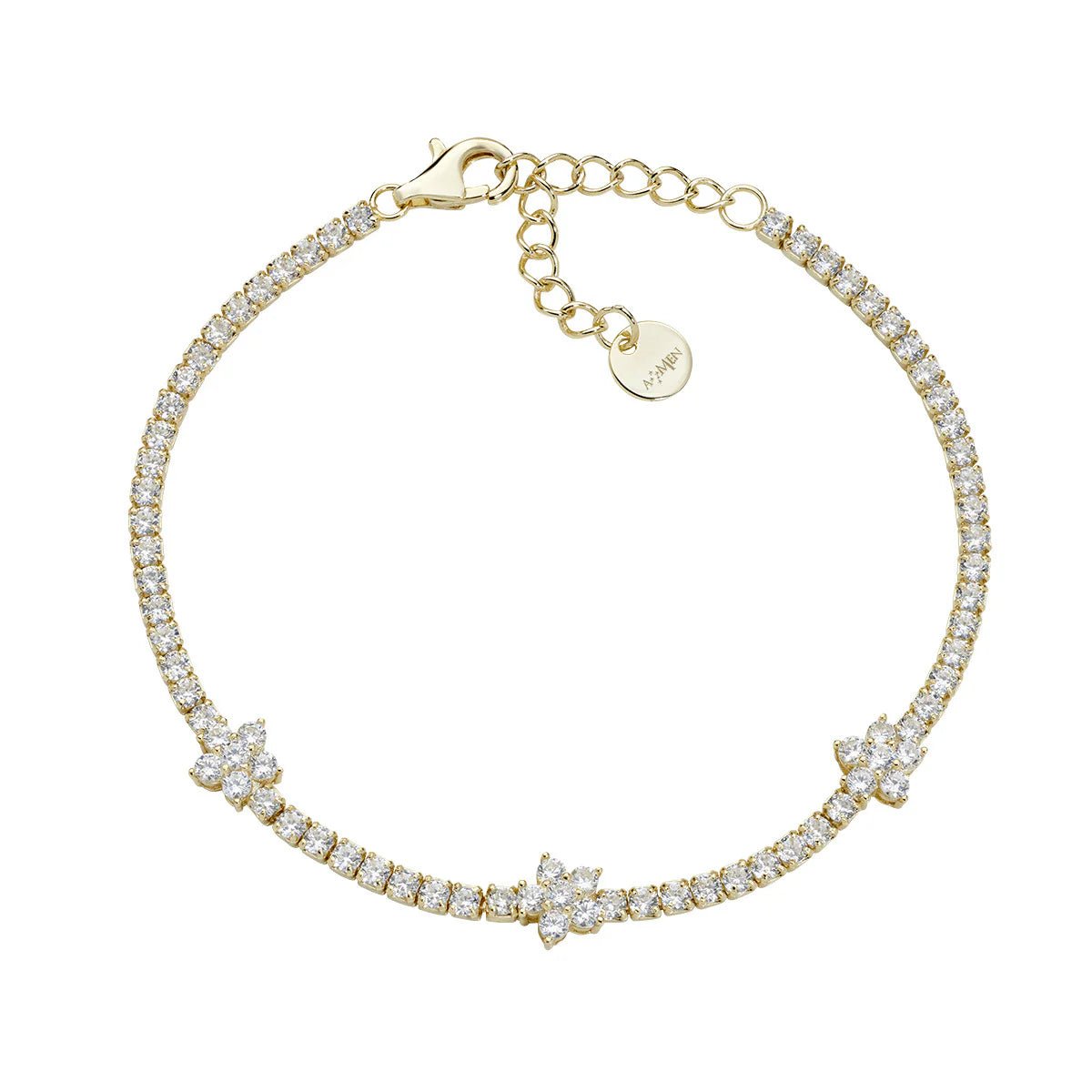 Bracciale Tennis Fiori con Zirconi Dorato - BTFIGBB16 - Simmi Gioiellerie - Bracciali