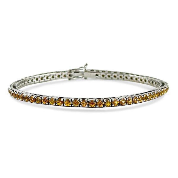 Bracciale Tennis Acciaio inossidabile placcato oro bianco con pietre zirconi azzurre Bracciale Tennis Acciaio inossidabile placcato oro bianco con pietre zirconi azzurre