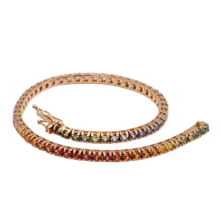 Bracciale Tennis in Oro Rosa con Zaffiri Naturali Multicolor – Simmi Gioielli - Simmi Gioiellerie -Bracciali