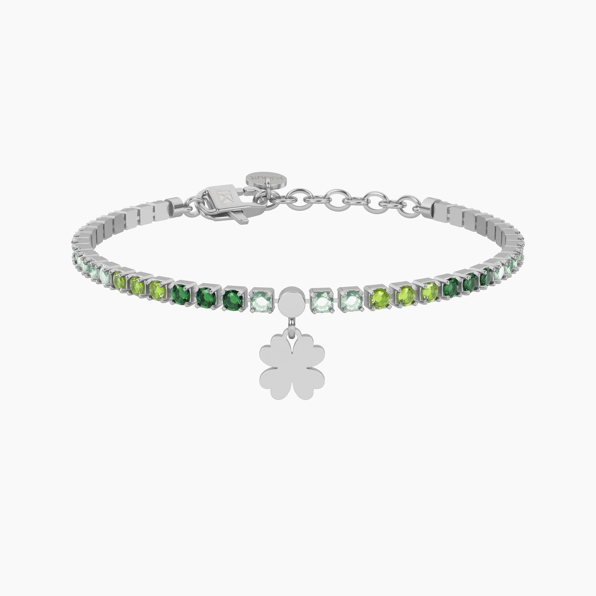 Bracciale tennis verde con quadrifoglio Quadrifoglio | buona fortuna - 732324 - Simmi Gioiellerie - Bracciali