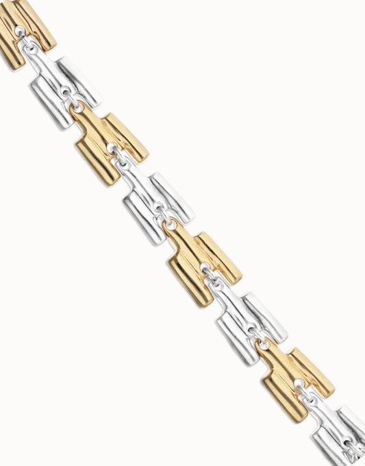 Bracciale Uno de 50 combinato con maglie placcato in argento sterling e oro 18 carati - PUL2635 - Simmi Gioiellerie - Bracciali