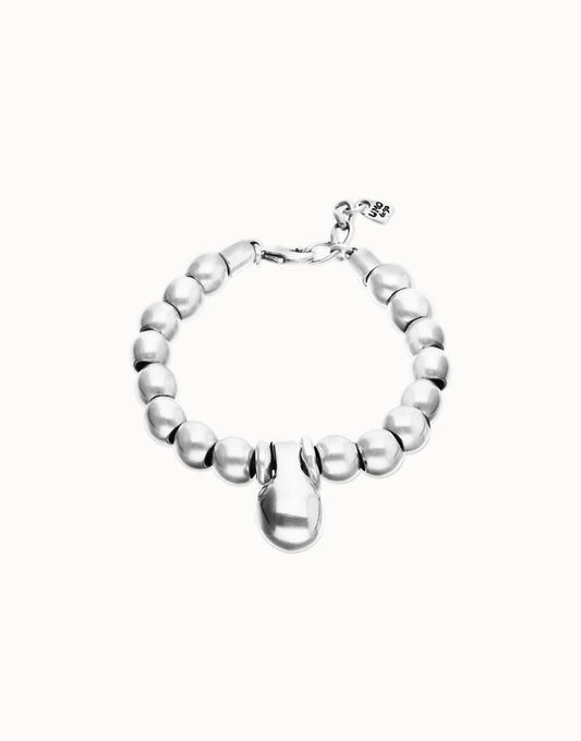 Bracciale Uno de 50 con sfere medie placcate in argento sterling e sfera grande - PUL2608 - Simmi Gioiellerie - Bracciali