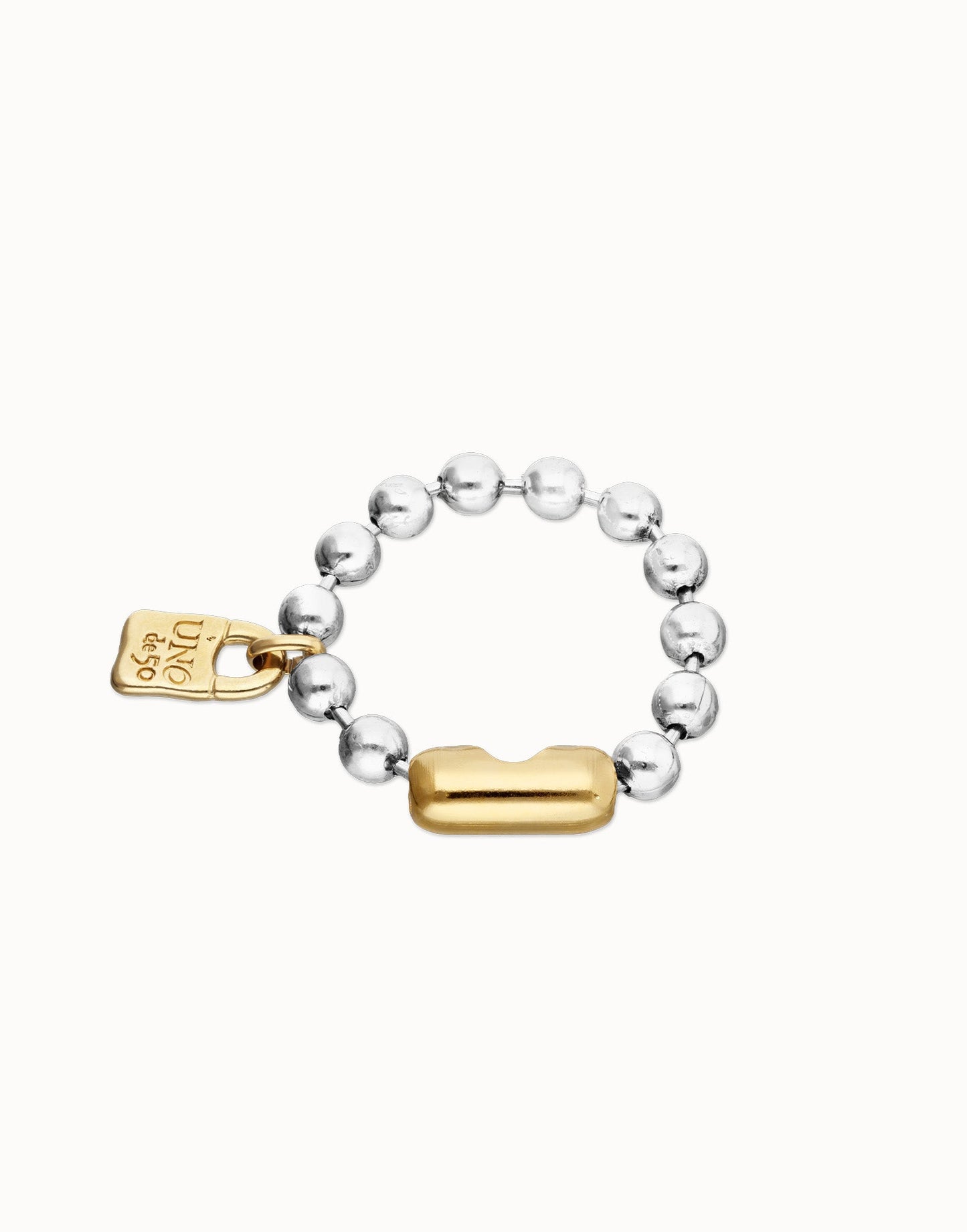 Bracciale Uno de 50 con sfere placcato argento con chiusura e lucchetto in oro 18k - PUL1215 - Simmi Gioiellerie - Bracciali