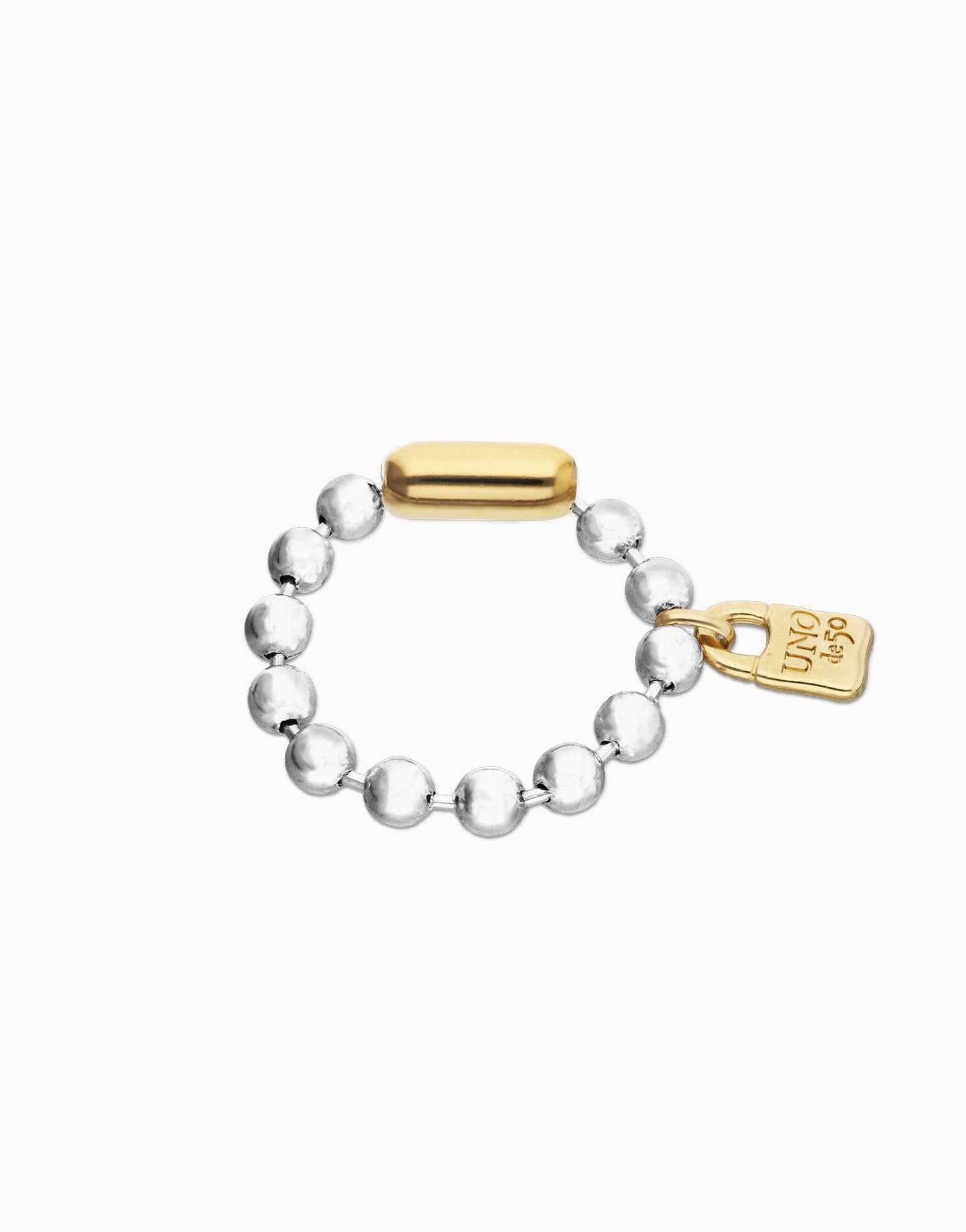 Bracciale Uno de 50 con sfere placcato argento con chiusura e lucchetto in oro 18k - PUL1215 - Simmi Gioiellerie - Bracciali
