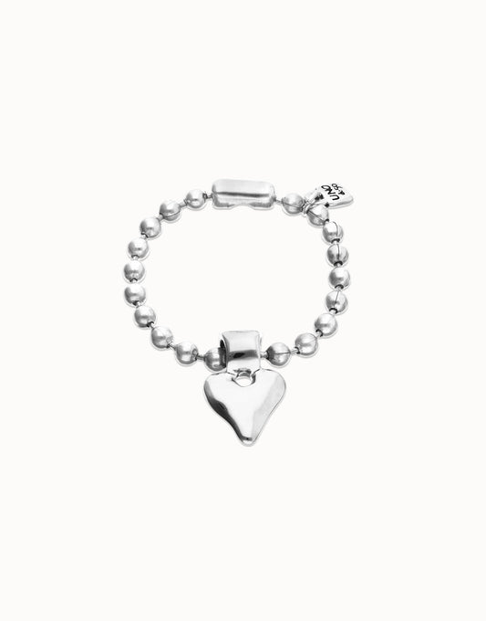 Bracciale Uno de 50 di sfere in argento sterling placcato con dettaglio di cuore - PUL2636 - Simmi Gioiellerie - Bracciali