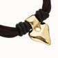 Bracciale uno de 50 in filo di seta e pelle marrone con cuore placcato oro 18k - PUL2640 - Simmi Gioiellerie - Bracciali